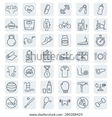 Health and Fitness vector icons.