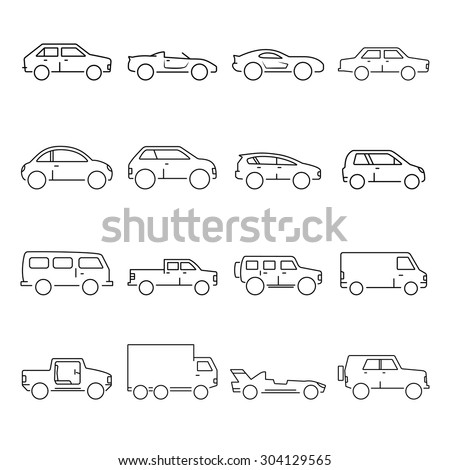 Outline car collection icon