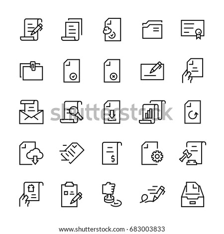Line vector icon set of document. Editable stroke.