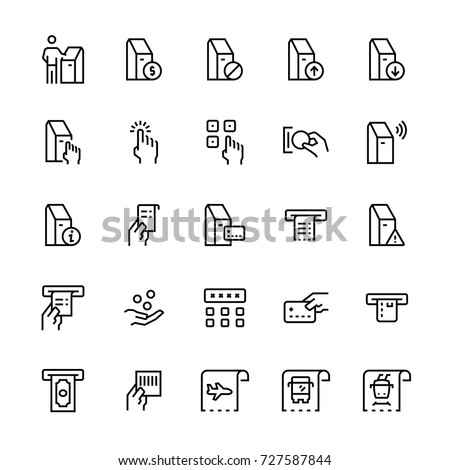 Self-service terminals icon set.Vector symbols.