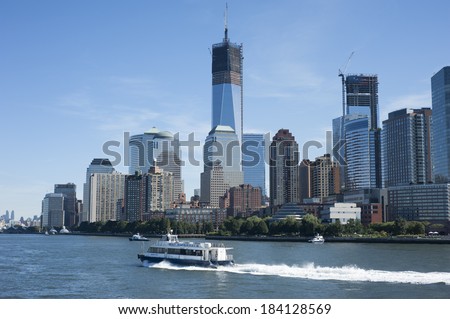 New York City, USA - September 11th, 2012. - Freedom tower with financial district