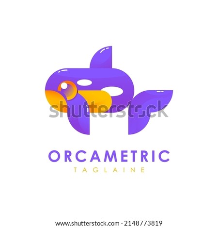 Logo design with orca wahle concept