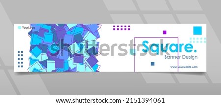 Banner, cover, header design with square pattern and memphis