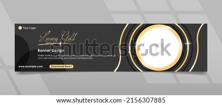 Banner design in black colored and luxury gold premium concept and right side circle