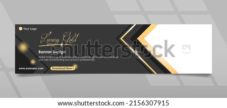 Banner design in black colored and luxury gold premium concept and right side square