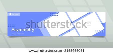 Blue colored banner design with modern flat style in asymmetric concept