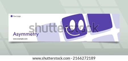 Banner design in asymmetric concept with blue colored square