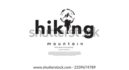 hiking mountain logo design for company brand and identity