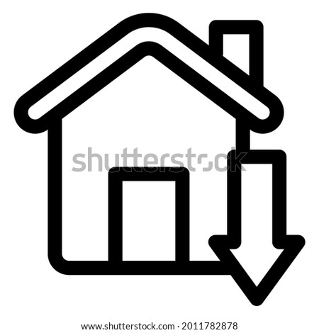 House arrow down icon black line