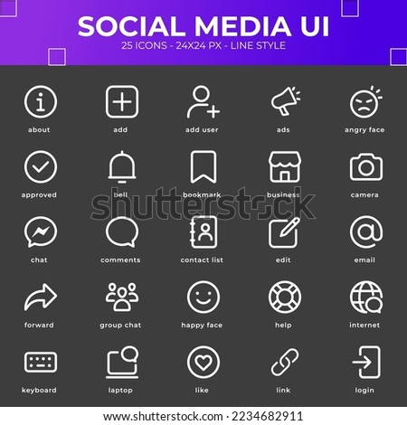 Social Media UI Icon With White Color