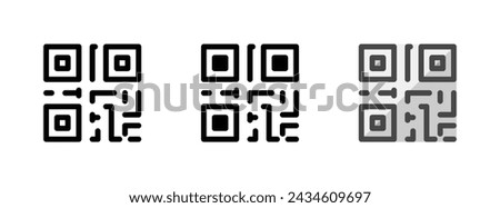 Multipurpose QR code vector icon in outline, glyph, filled outline style. Three icon style variants in one pack.