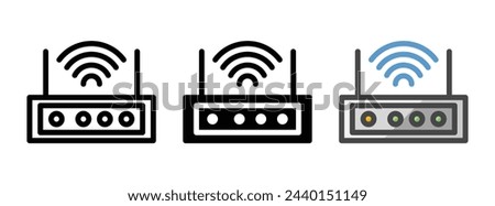Multipurpose router vector icon in outline, glyph, filled outline style. Three icon style variants in one pack.