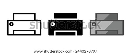 Multipurpose printer vector icon in outline, glyph, filled outline style. Three icon style variants in one pack.