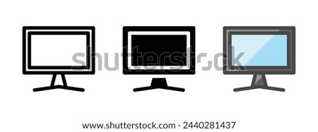 Multipurpose monitor vector icon in outline, glyph, filled outline style. Three icon style variants in one pack.