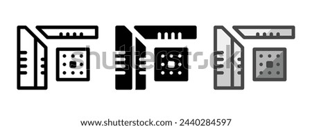 Multipurpose heatsink vector icon in outline, glyph, filled outline style. Three icon style variants in one pack.