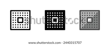 Multipurpose CPU socket vector icon in outline, glyph, filled outline style. Three icon style variants in one pack.