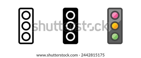 Multipurpose traffic lights vector icon in outline, glyph, filled outline style. Three icon style variants in one pack.