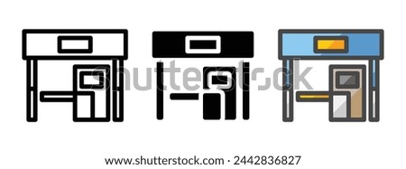 Multipurpose toll plaza vector icon in outline, glyph, filled outline style. Three icon style variants in one pack.