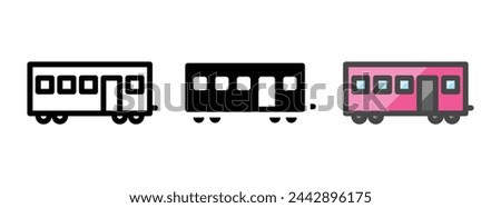 Multipurpose railroad car vector icon in outline, glyph, filled outline style. Three icon style variants in one pack.