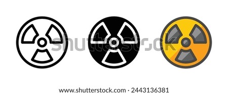 Multipurpose radioactive vector icon in outline, glyph, filled outline style. Three icon style variants in one pack.