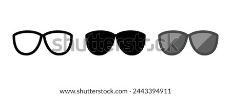 Multipurpose sunglasses vector icon in outline, glyph, filled outline style. Three icon style variants in one pack.