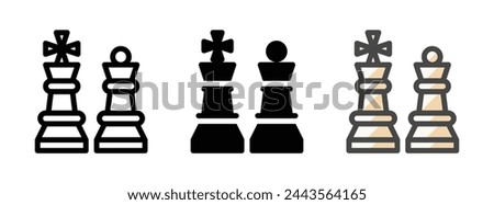 Multipurpose chess vector icon in outline, glyph, filled outline style. Three icon style variants in one pack.