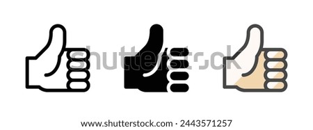 Multipurpose thumbs up vector icon in outline, glyph, filled outline style. Three icon style variants in one pack.