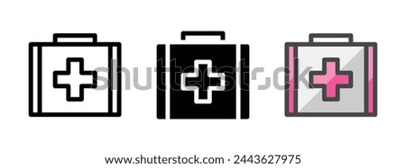 Multipurpose medkit vector icon in outline, glyph, filled outline style. Three icon style variants in one pack.