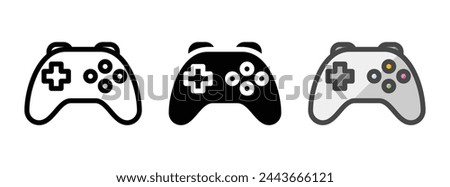 Multipurpose joystick vector icon in outline, glyph, filled outline style. Three icon style variants in one pack.