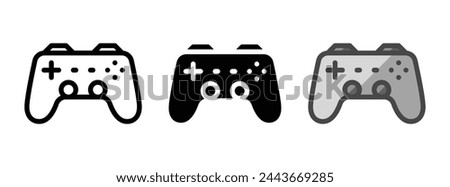 Multipurpose analog gamepad vector icon in outline, glyph, filled outline style. Three icon style variants in one pack.