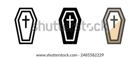 Multipurpose casket vector icon in outline, glyph, and filled outline style on white background.