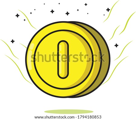 Vector Illustration of Gold Coin . Cute character gold coin. Suitable for graphic video game mascot logo and toy store business.