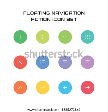 Colored Circular Floating Navigation Action Buttons for Mobile Apps.