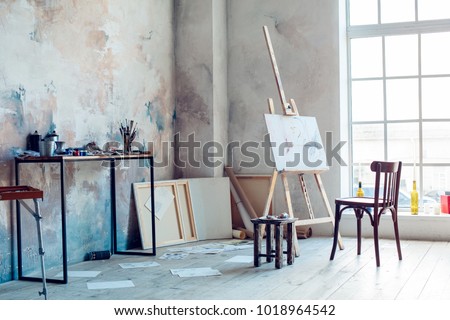 Similar – Image, Stock Photo Artist studio / paint pot and squeegee