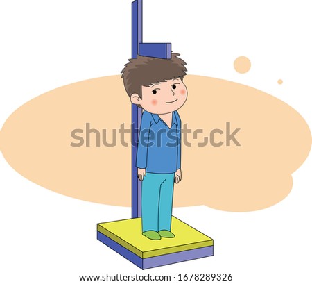 Illustration of a boy measuring height. ストックフォト © 