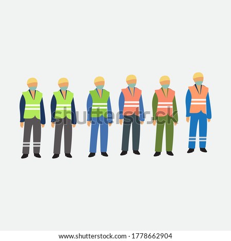 factory workers with mask vector
