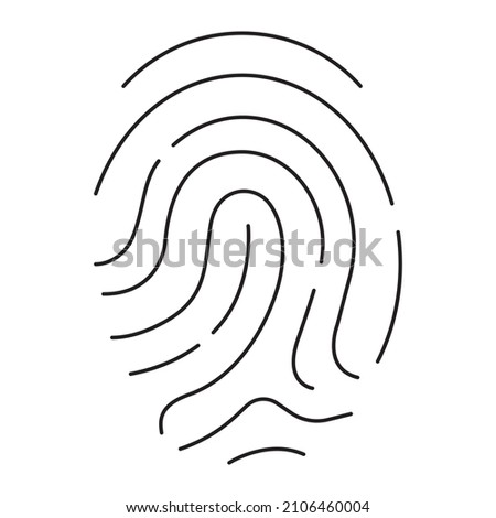 Fingerprint Dactylogram Touch Screen Spiral circle twist art Vector. Black and white. White background. Line drawing.