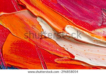 Oil painting  texture in red tones. Bright colorful background.
