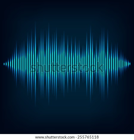 Blue sound wave on black background. + EPS10 vector file