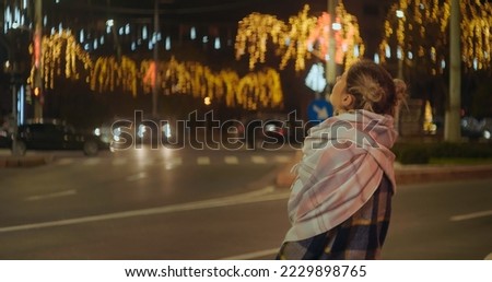 Similar – Image, Stock Photo Lonely woman admiring autumn landscape of lake and mountains