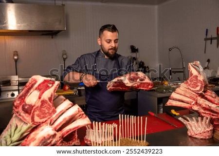 Similar – Foto Bild Großes Stück Frischfleisch am Knochen