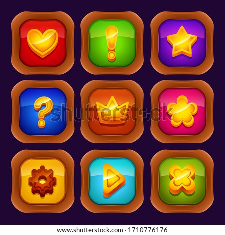 Game icon and buttons vector illustration