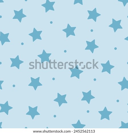 Seamless pattern with stars and polka dots. Cute, baby design for new boy. Pattern for nursery decor, for babies