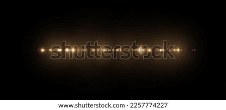 Abstract stylish golden light effect on black background. Gold glowing shimmering lines. Golden glowing dust and glare. Flash Light. Light trail. Vector illustration. EPS 10