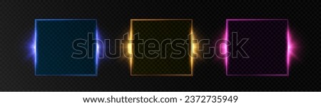 Glowing square frame. Ideal logo and advertising banner design. Vector