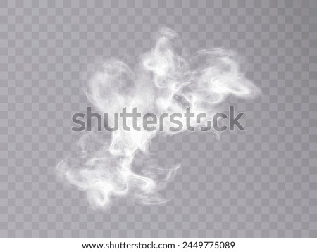 Realistic white transparent smoky vapor. Vector smoke screen on a transparent background.