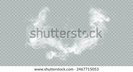 Vector special effect of steam, smoke, fog, clouds. Abstract gas on a transparent background, steam engine, steam or explosive dust, dry ice effect, condensation, smoke. Vector 10 EPS