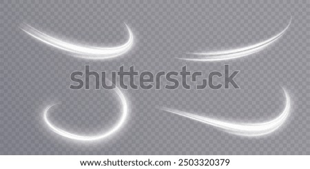 Light and bright Twirl. Curved light effect of flickering lines. High-speed light energy effect for game characters action on transparent background PNG