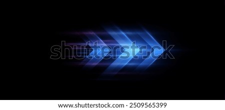 Light effect of high speed movement of light speed arrow of blue glow. Dynamic movement of high speed arrow of light energy.	
