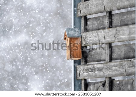 Image, Stock Photo frozen wooden brown fence outdoors